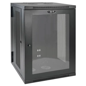 SmartRack 18U Low-Profile Switch-Depth Wall-Mount Half-Height Rack Enclosure, Clear Acrylic Window, Hinged Back - Image 1