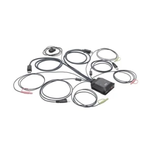 2-Port DisplayPort 1.1/USB KVM Switch with Audio/Video, Built-In Cables, USB Peripheral Sharing - Image 1