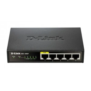 D-Link DES-1005P/E network switch Unmanaged L2 Fast Ethernet (10/100) Power over Ethernet (PoE) Black - Image 1
