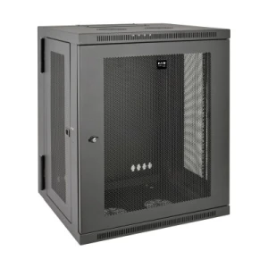 SmartRack 15U Low-Profile Switch-Depth Wall-Mount Half-Height Rack Enclosure, Hinged Back - Image 1