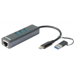 D-Link USB-C/USB to Gigabit Ethernet Adapter with 3 USB 3.0 Ports DUB-2332 - Image 1