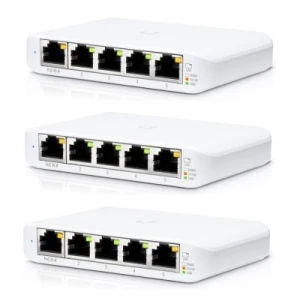 Ubiquiti UniFi Switch Flex Mini (3-pack) Managed Gigabit Ethernet (10/100/1000) Power over Ethernet (PoE) White (USW-FLEX-MINI-3) - Image 1