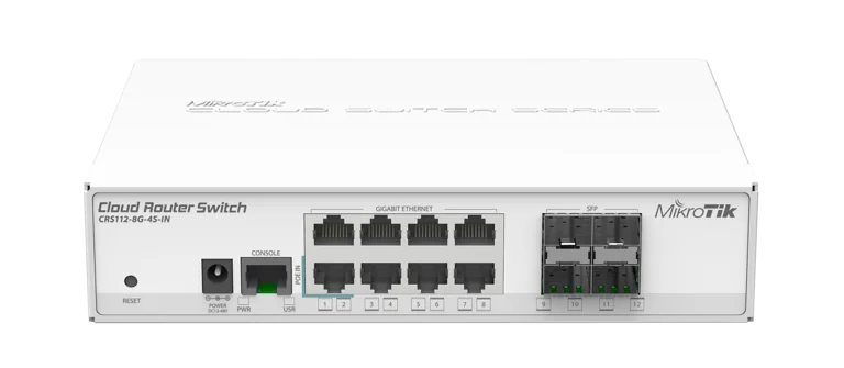 MikroTik CRS112-8G-4S-IN Cloud Router Switch – 8 Gigabit Ports, 4 SFP